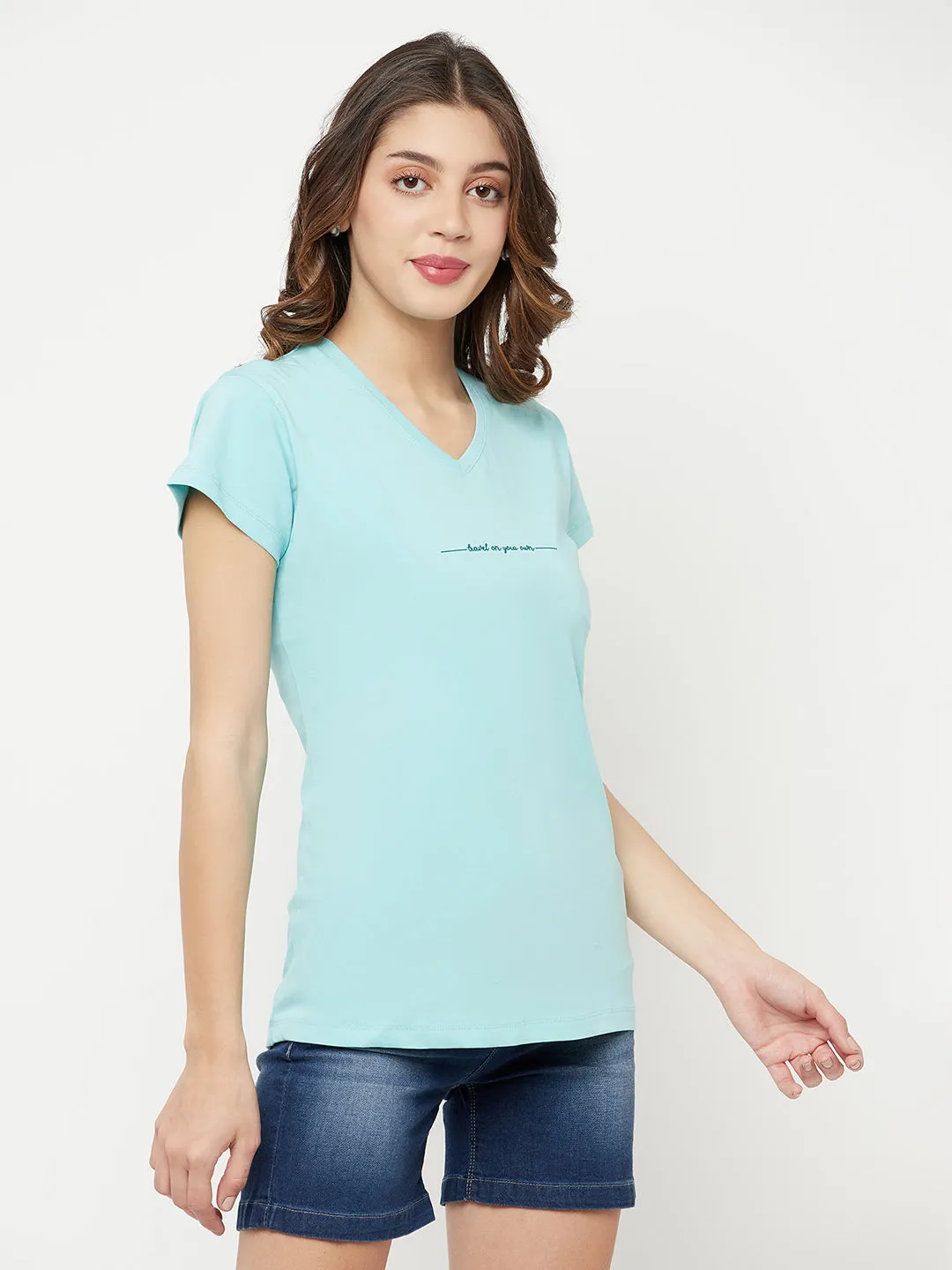 Turquoise Typographic T-Shirt