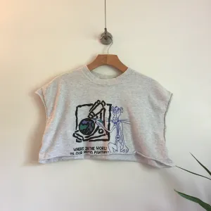 Vintage 80s 90s crew neck Panther crop top tee // One Size
