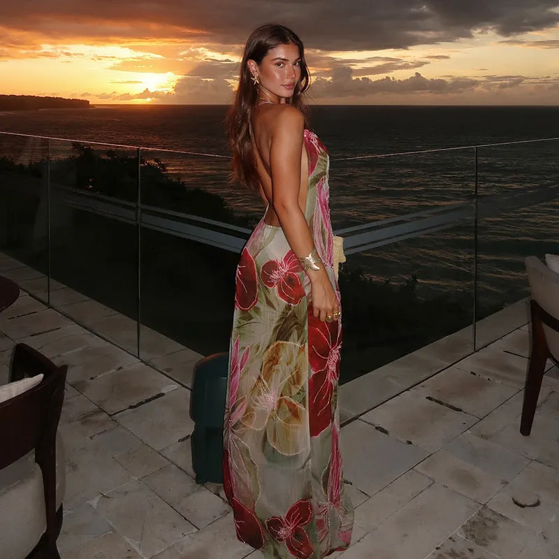 Vivian | Enchanting Floral Draped Maxi Dress