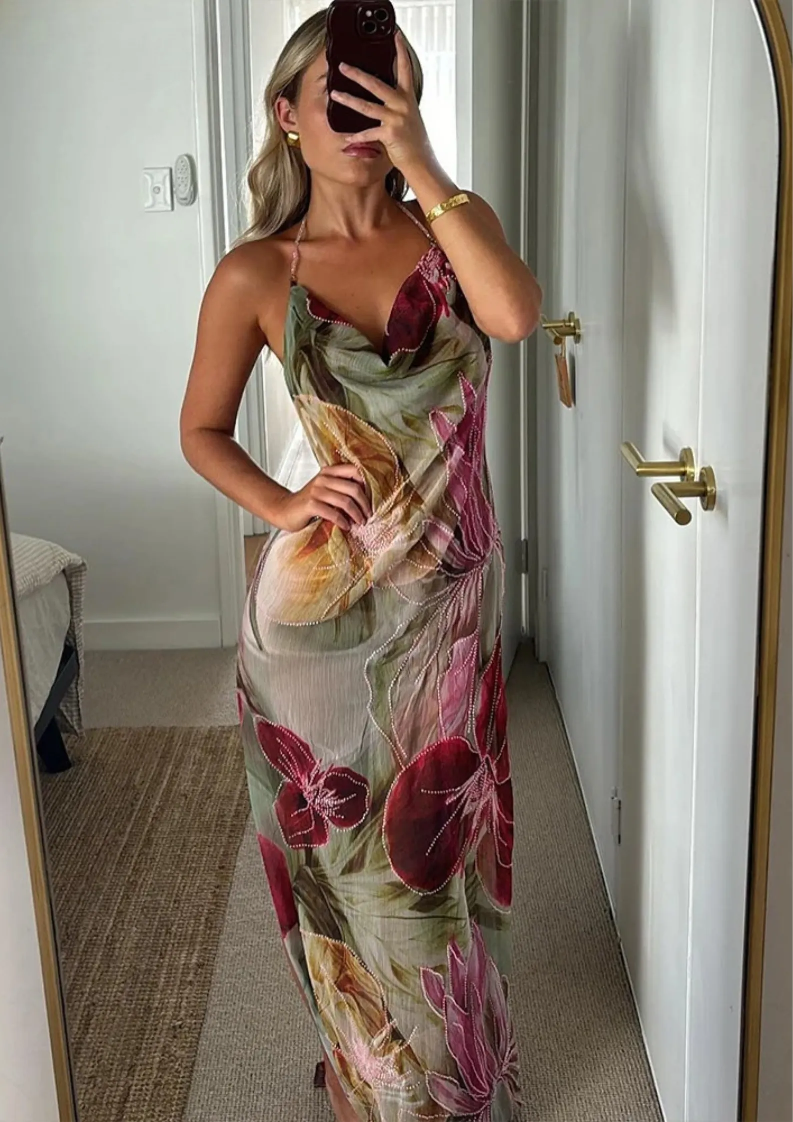 Vivian | Enchanting Floral Draped Maxi Dress