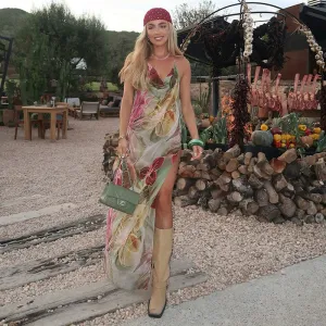 Vivian | Enchanting Floral Draped Maxi Dress