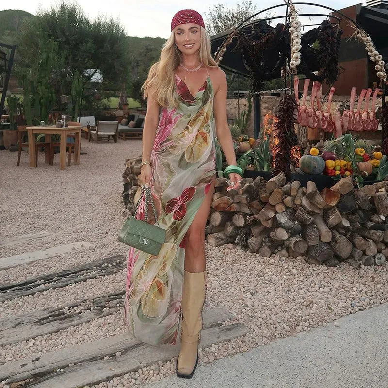 Vivian | Enchanting Floral Draped Maxi Dress