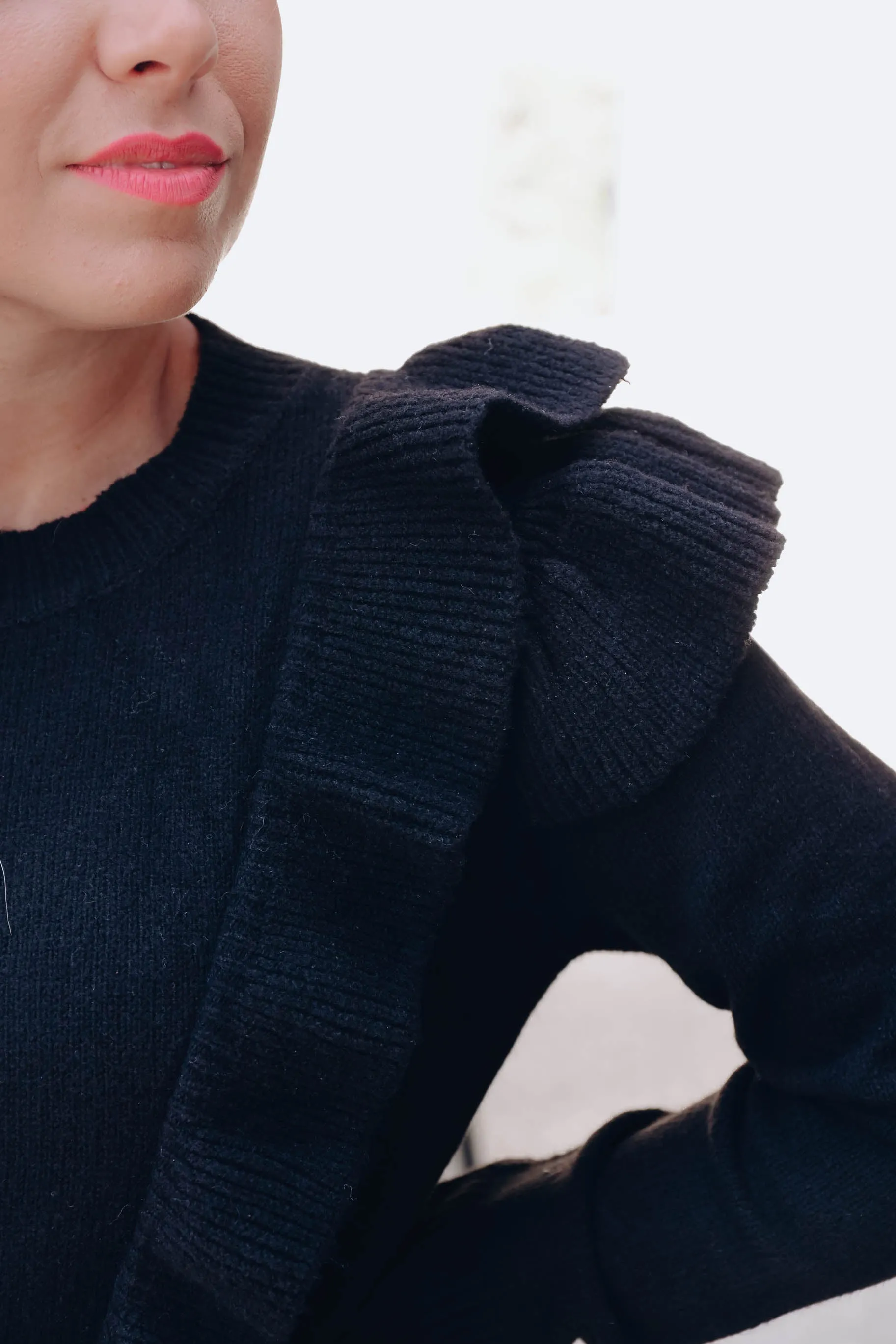 Waldorf Knit Ruffle Sweater - Black