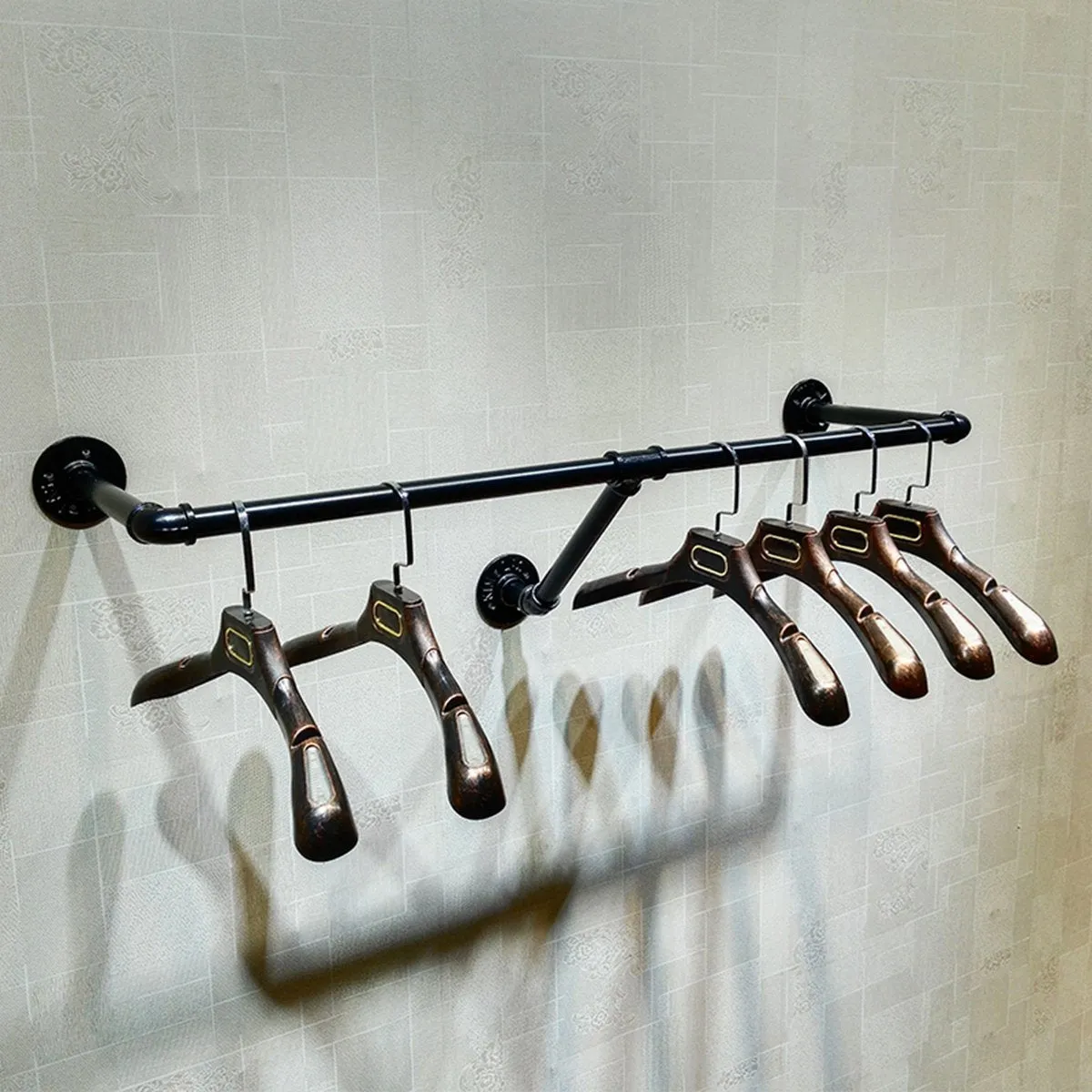 Warm Van Industrial Pipe Wall Mounted Clothes Hanging Shelves System,Metal Clothing Towel Rack,Garment Rack Perfect for Retail Display,Closet Organization(One Pipe Shelves,59" L)