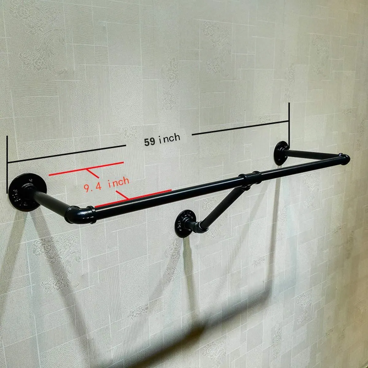 Warm Van Industrial Pipe Wall Mounted Clothes Hanging Shelves System,Metal Clothing Towel Rack,Garment Rack Perfect for Retail Display,Closet Organization(One Pipe Shelves,59" L)