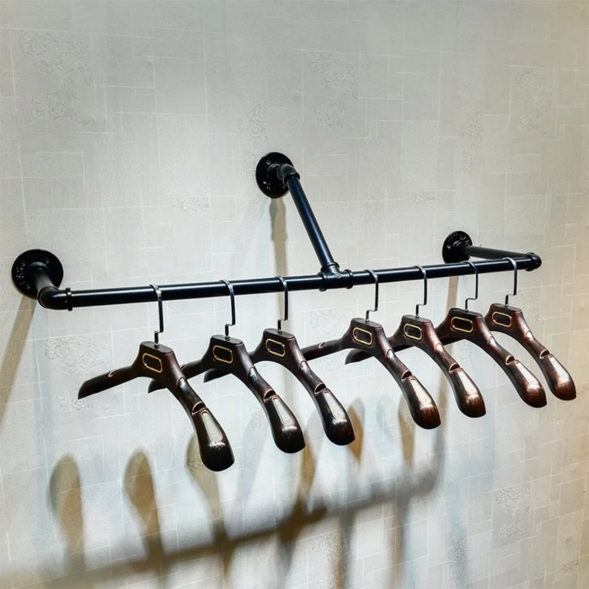 Warm Van Industrial Pipe Wall Mounted Clothes Hanging Shelves System,Metal Clothing Towel Rack,Garment Rack Perfect for Retail Display,Closet Organization(One Pipe Shelves,59" L)